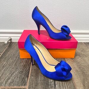 Kate Spade satin Blue Heels size 8.5